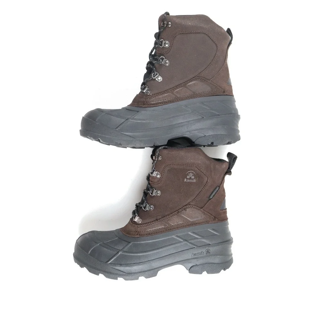 Kamik Fargo 2 Winter Boots Brown Solid Mens 10 Suede Leather Waterproof NWT $110